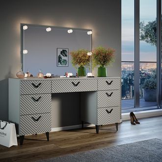 Vicco Tocador Anett, Gris, 150 Cm Con Iluminaci&oacute;n Led, Vicco