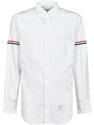 Thom Browne Button-Down Oxford Shirt with Striped Armbands