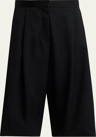 The Row Kalyan Wide-Leg Wool Gabardine Shorts