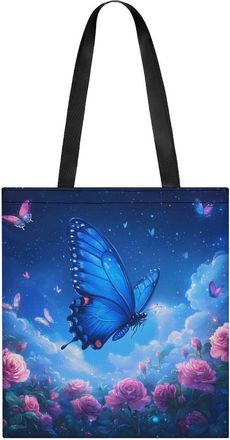 Generic Blue Butterflies Tote Bag for Women Men Shoulder Bags Purses Pouch Handbags
