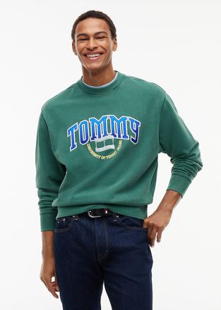 Tommy Hilfiger Mens Tommy Jeans Garment-Dyed Sweatshirt - Velvet Green - XXL