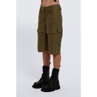 Givenchy Womens Olive Green Cargo Bermuda Shorts, Size 2