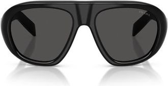Prada 57mm Irregular Sunglasses in Black /Dark Grey at Nordstrom