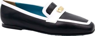 Valentina Rangoni Briseide Flat Loafer with Logo Bit in Black/white at Nordstrom, Size 7.5