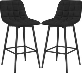 HOMCOM Set 2 Sgabelli Alti Stile Nordico In Tessuto Effetto Velluto Nero - Homcom