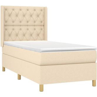 vidaXL Vidaxl - Cama Box Spring Con Colch&oacute;n Tela Color Crema 80x200 Cm