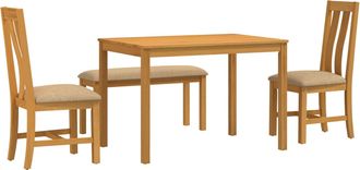 vidaXL Conjunto De Comedor 4 Uds. Beige Madera De Roble S&oacute;lido Vidaxl