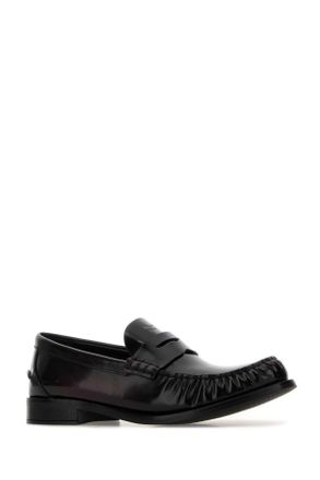 Prada Womens Dark Brown Leather Loafers Cordovan Vitello Mocassini