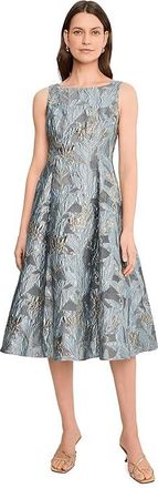 Adrianna Papell Jacquard Tea Length Dress Womens Dress Slate : 12, Polyester