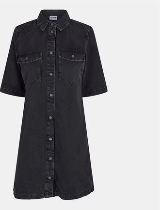 Noisy May Womens Short Sleeve Mini Denim Shirt Dress - Black - Size: 10