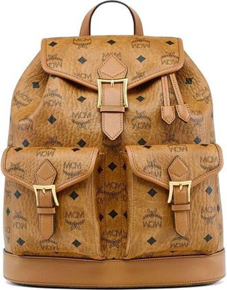 MCM Small Aren Drawstring Backpack in Visetos in Brown at Nordstrom