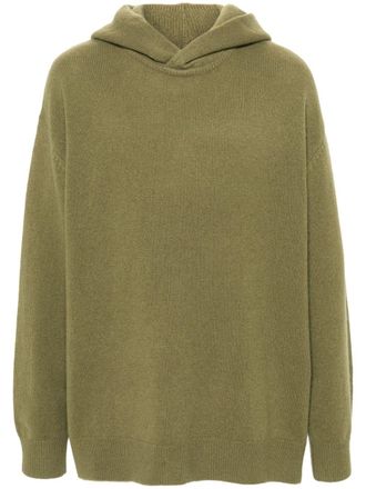 Acne Studios fine-knit brushed hoodie - men - Cashmere/Wool - M - Green