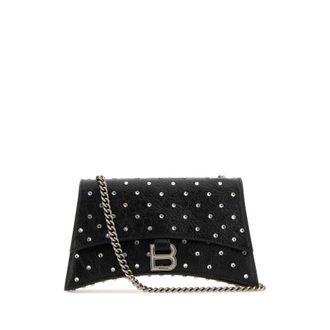 Balenciaga Black Leather Crush Xs Shoulder Bag