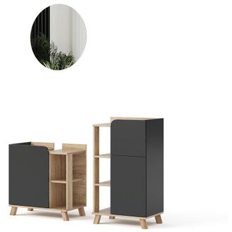 Vicco Conjunto De Muebles De Ba&ntilde;o Karen, Antracita, 3 Piezas, Con Armario Midi