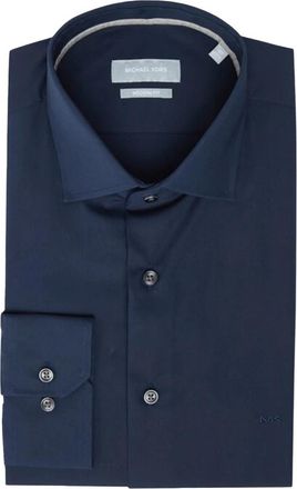 Michael Kors Moderne Stretch Poplin Overhemd - Heren - Casual Overhemden - Blauw - L - Katoen - Overhemden