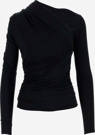 Balenciaga Womens Top Asymmetrical Cupro Blend Black Tops