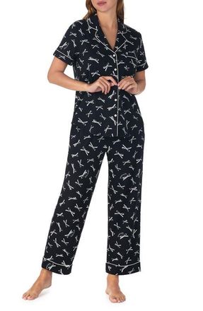 Kate Spade New York print crop pajamas in Black/Ivory at Nordstrom, Size X-Large