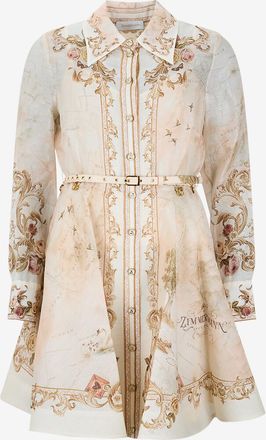 Zimmermann Kurzes Kleid aus Organza mit Fantasiedruck Memento