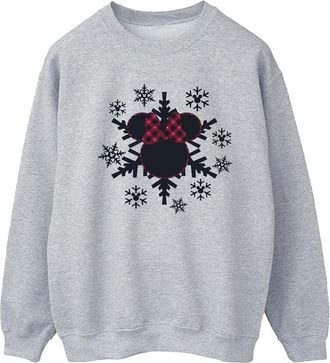 Disney Dames/Dames Minnie Mouse Gingham Sneeuwvlokken Sweatshirt (Sportgrijs)