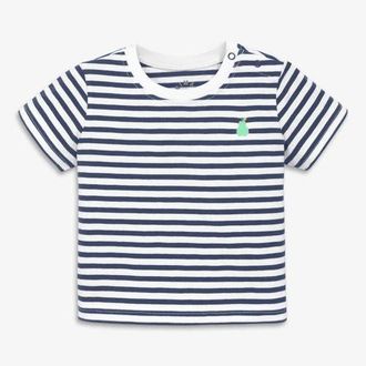 primary Baby Embroidered Stripe Tee in Sunwashed Navy White Stripes at Nordstrom, Size 18-24M