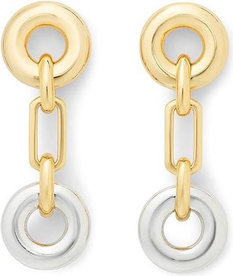Kate Spade New York Interlock Linear Womens Earrings Earring Silver Gold, Cubic Zirconia