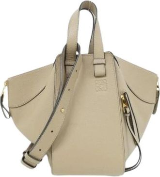 Loewe Pre-owned Hammock Small Calf Shoulder Bag - Dames - Vintage Handtas - Beige - ONE Size - Leer - Vintage