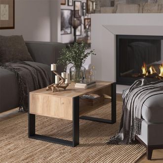 Vicco Mesa De Centro Olli, Roble Dorado, 92 X 52,4 Cm Con Estante