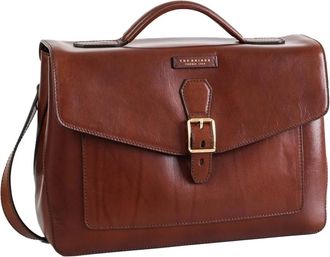 The Bridge Bruine Leren Schoudertas - Heren - Laptoptassen - Bruin - ONE Size - Leer - Tassen