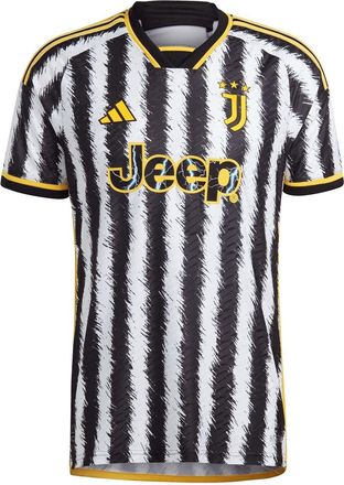 adidas Mens Juventus Authentic Home Shirt 2023 2024 Adults in Black/White - Size X-Small