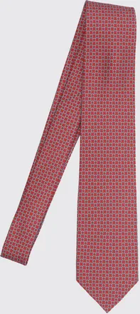 Ferragamo Cravatta in pura seta con motivo Gancini monogram all-over