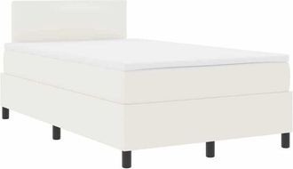 vidaXL Box Spring Bed with Mattress Cream Small Double Corduroy Fabric vidaXL