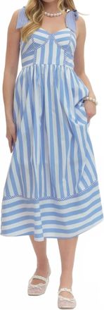 Entro Womens Striped Midi Dress In Blue