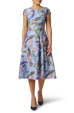 Adrianna Papell Floral Jacquard Cocktail Dress in Blue Multi at Nordstrom, Size 12