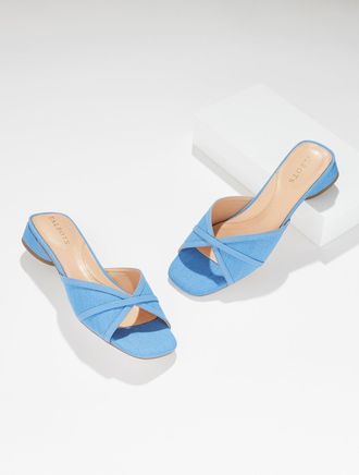 Talbots Val Block Heel Slides - Chambray - Light Chambray - 10 1/2 M Talbots