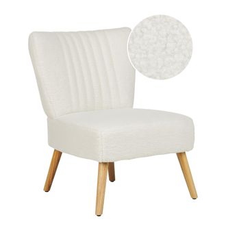 Beliani Beliani - Sill&oacute;n De Estilo Moderno Sin Reposabrazos Tapizado En Bucl&eacute; En Color Blanco Vaasa