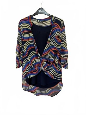 Bali Intimates Womens Two Piece Wave Blouse In Navy, Orange, Pink