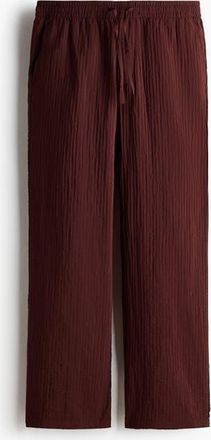 H&M Relaxed Fit Textured Trousers in Burgundy at Nordstrom, Size Xx-Large