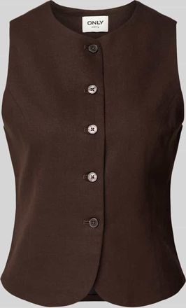 Only Slim Fit Weste aus Viskose-Leinen-Mix Modell GOA in Schoko, Gr&ouml;&szlig;e 34