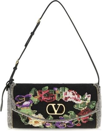 Valentino Garavani DeVain Kleine Geborduurde Schoudertas - Dames - Tassen - Veelkleurig - Maat: ONE Size Linnen