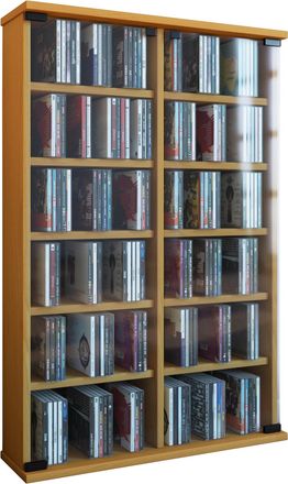 ebuy24 Ebuy24 - Vcm Cd Shelf Wood Gabinete De Cd Con Puertas De Vidrio De Seguridad Esg Para 300 Cd O 130 Dvds O 72 V&iacute;deos Dimensiones: Al. 92 X An. 60 X P. 