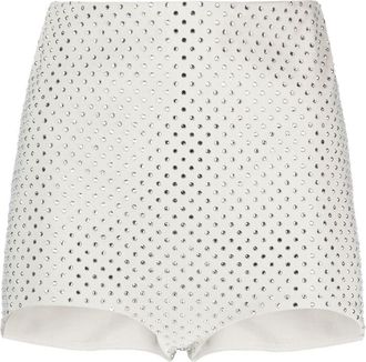 Philosophy di Lorenzo Serafini crystal-embellished mini shorts - women - Cotton/Spandex/Elastane - 42 - Grey