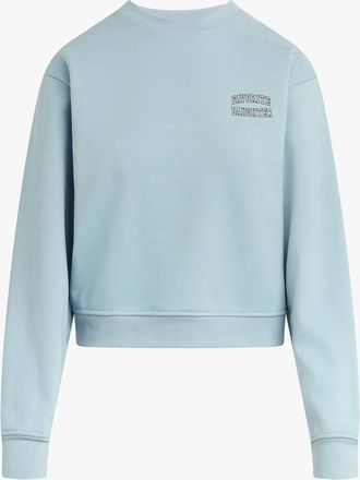 Favorite Daughter Womens Collegiate Chest Classic Sweatshirt In Sea Blue Gardenia