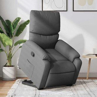 vidaXL Poltrona Alzapersona Reclinabile Grigio Scuro in Tessuto - Vidaxl