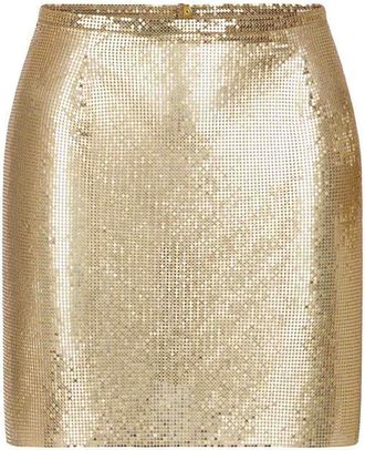 Paco Rabanne Jupe Mini Mesh Printed Recto Verso