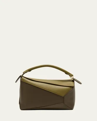 Loewe Puzzle Edge Small Top-Handle Bag in Bicolor Leather