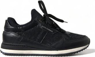 Dolce & Gabbana Elegante Zwarte Klassieke Sneakers - Dames - Sneakers - Zwart - 36 EU - Leer - Schoenen