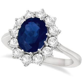 Allurez Oval Blue Sapphire & Diamond Accented Ring 14k in White Gold at Nordstrom, Size 8