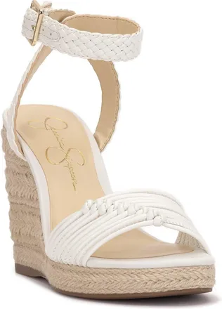 Jessica Simpson Talise Ankle Strap Espadrille Platform Wedge Sandal in Bright White at Nordstrom, Size 8.5