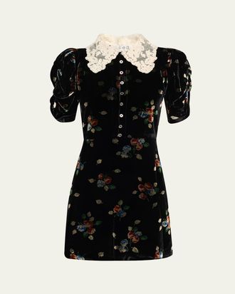 Sea New York Leda Floral Burnout Velvet Mini Dress