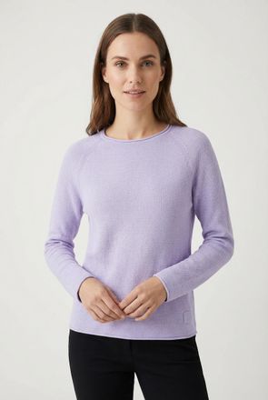 Rabe Rundhalspullover RABE, Damen, Gr. 38, flieder, Strick, Obermaterial: 60% Baumwolle, 40% Polyacryl, unifarben, regular fit normal, Rundhals, gerader Ab